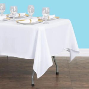 Rectangular polyester tablecloth white 2