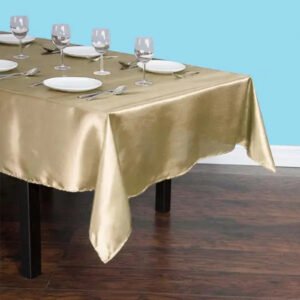 Rectangular satin tablecloth gold 2 1