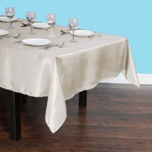 Rectangular satin tablecloth ivory 1