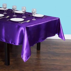 Rectangular satin tablecloth purple 1