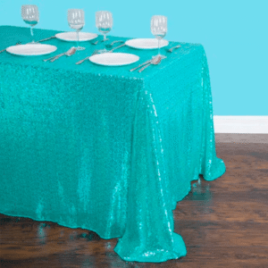 Rectangular sequin tablecloth turquoise