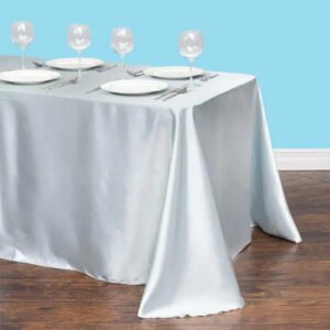 Ctangular satin tablecloth silver 1