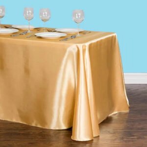 Rectangular satin tablecloth gold 1