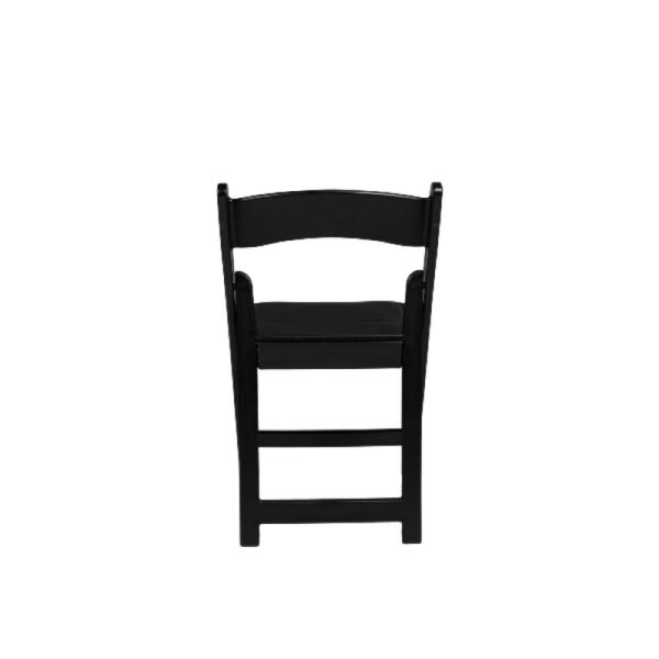 Back view of a Black Resin Chair – ideal for party event equipment rentals and delivery in Los Angeles.