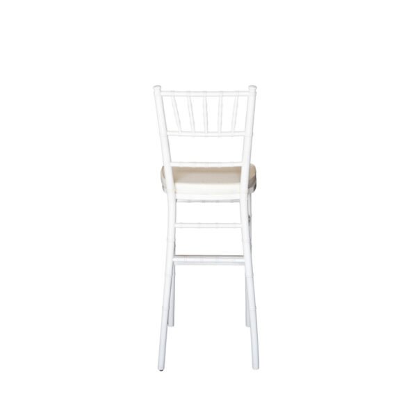 Back view of a White Tall Chiavari Chair – perfect for party event equipment rentals and delivery in Los Angeles.