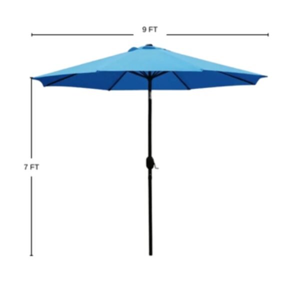 Dimension view of a Blue Market Umbrella Set – ideal for party event equipment rentals and delivery in Los Angeles.
