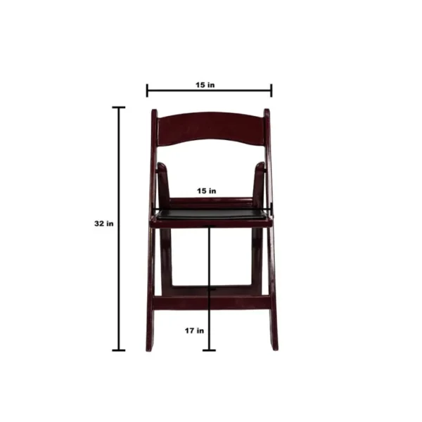 Mahogany resin chair with padding measurement