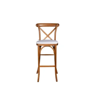 Farmhouse cross back bar stool natural wood
