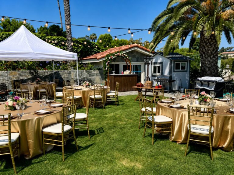 Outdoor Gold Themed Party Setup