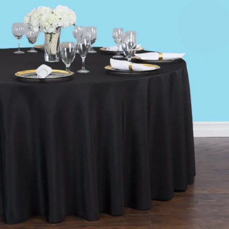 108 inch round polyester tablecloth black 1