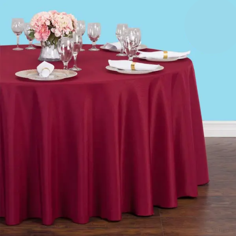 108 inch round polyester tablecloth burgundy