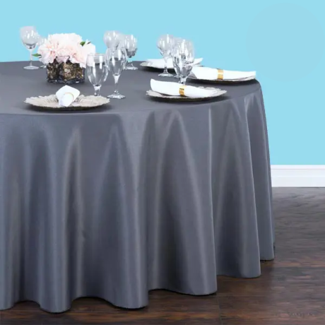 108 inch round polyester tablecloth charcoal 1