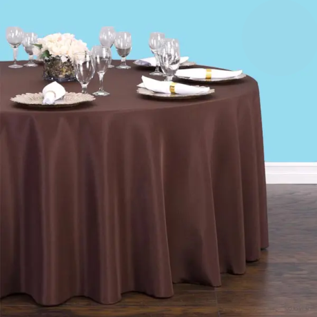 108 inch round polyester tablecloth chocalate 1