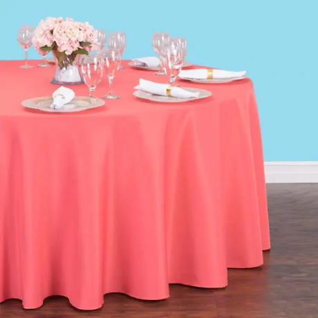 108 inch round polyester tablecloth coral