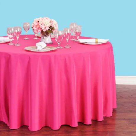 108 inch round polyester tablecloth fuchsia