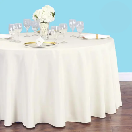 108 inch round polyester tablecloth ivory 1
