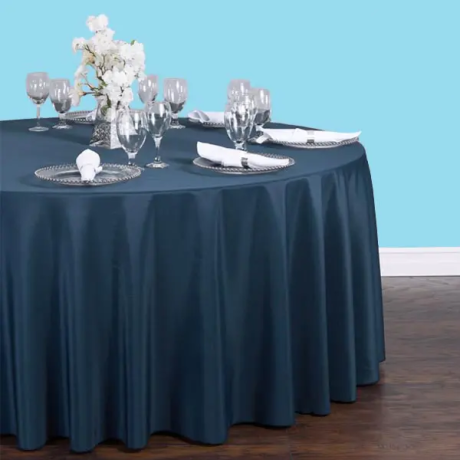 108 inch round polyester tablecloth navy blue