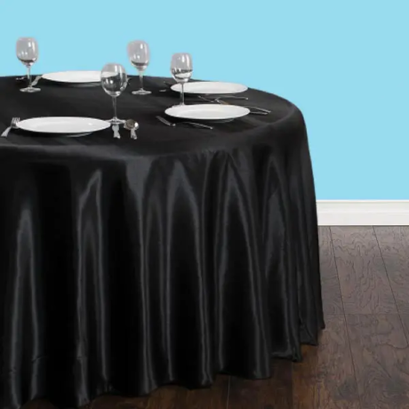 108 inch round satin tablecloth black