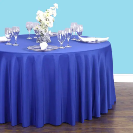 132 inch round polyester tablecloth royal blue