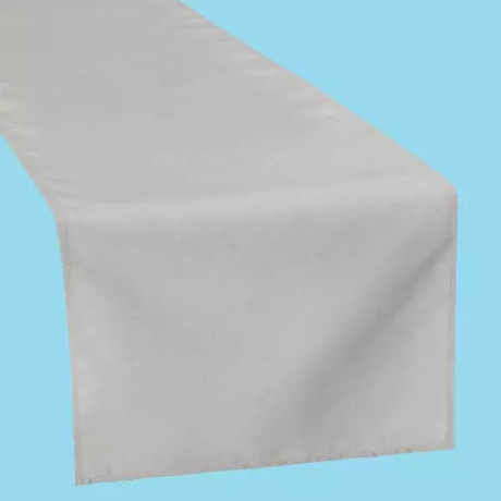 14x108 inch silver polyester table runner for elegant table settings at events in Los Angeles.