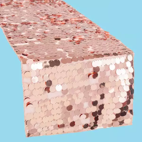 14 by 108 inch sequin table runner rose gold