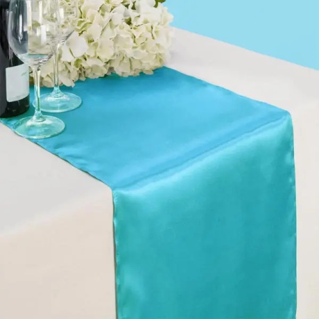 14 by 108 inches satin table runner turquiose