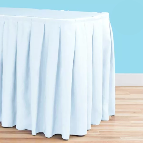 17 ft polyester table skirt baby blue