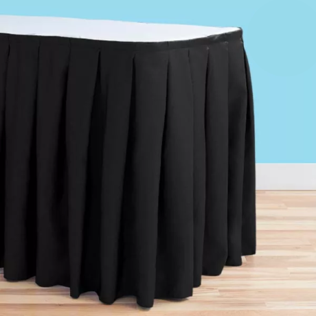17 ft polyester table skirt black