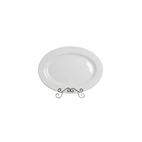 18x13 inch oval porcelain serving plate for elegant food presentation at events in Los Angeles.