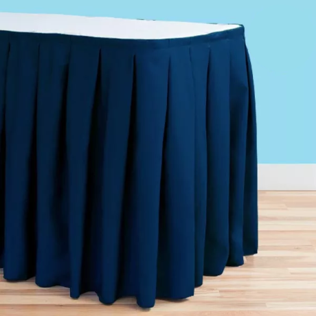 21 ft polyester table skirt navy blue