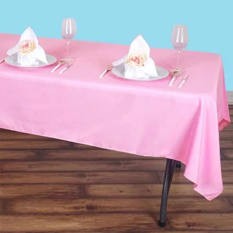 60 by 78 inches rectangular polyester tablecloth baby pink