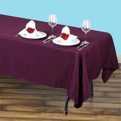 60 by 78 inches rectangular polyester tablecloth eggplant
