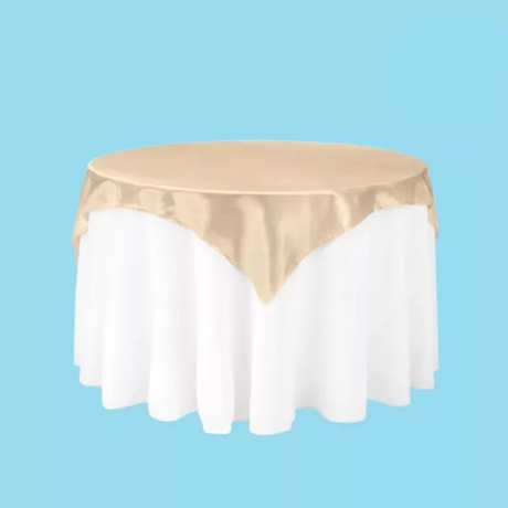 60 inch square satin overlay beige