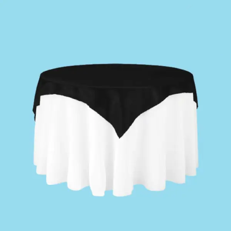 60 inch square satin overlay black