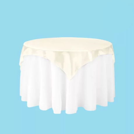 60 inch square satin overlay ivory