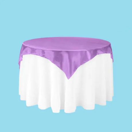 60 inch square satin overlay lavender