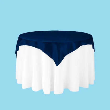 60 inch square satin overlay navy blue