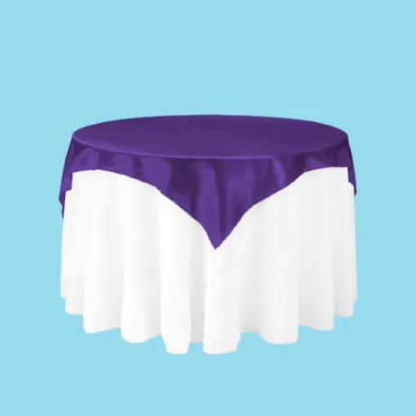 60 inch square satin overlay purple