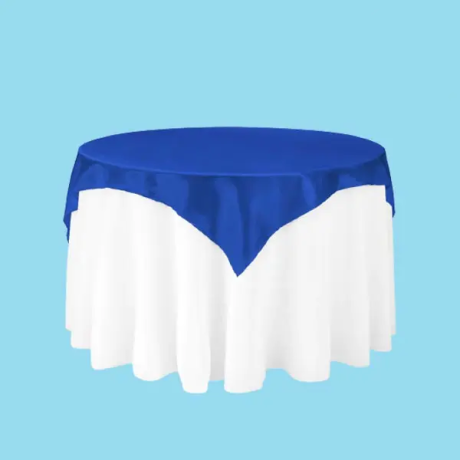 60 inch square satin overlay royal blue
