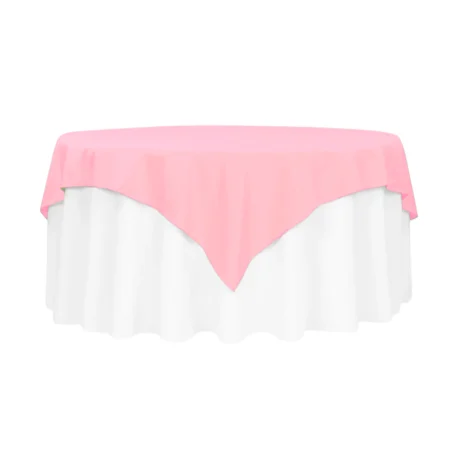 60in square baby pink polyester table overlay