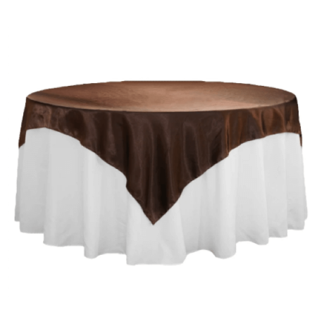 60in Square Chocolate Polyester Tablecloth for event setup – perfect for party event equipment rentals and delivery in Los Angeles