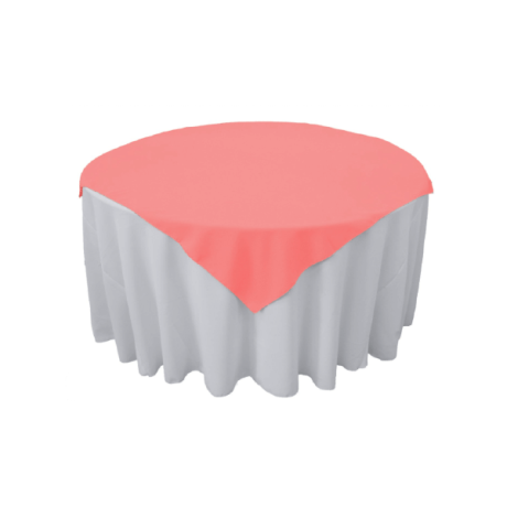 60in Square Coral Polyester Tablecloth for event setup – perfect for party event equipment rentals and delivery in Los Angeles