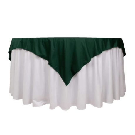 60in Square Hunter Green Polyester Tablecloth for event setup – perfect for party event equipment rentals and delivery in Los Angeles