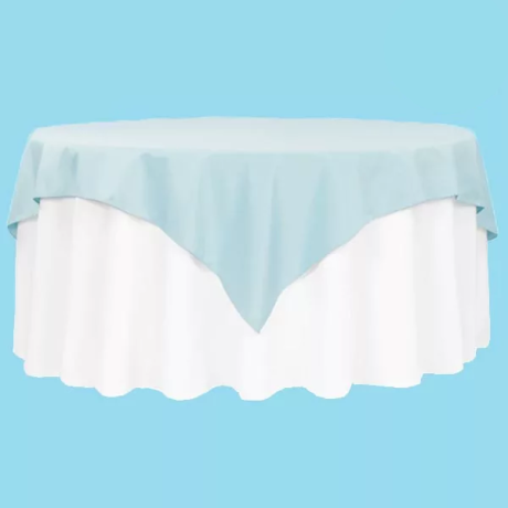 72 inches square polyester table baby blue