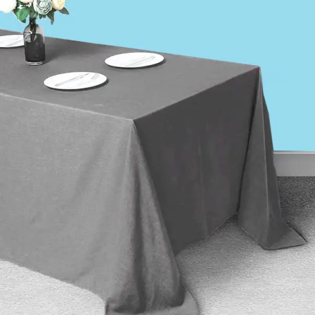 90 by 108 inches rectangular polyester tablecloth light gray