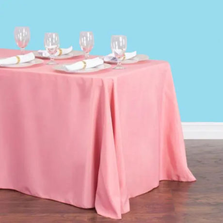 90 by 132 inches rectangular polyester tablecloth coral