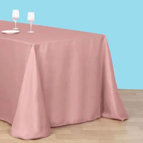 90 by 132 inches rectangular polyester tablecloth dusty rose