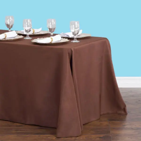 90 by 156 inches rectangular polyester tablecloth chocolate