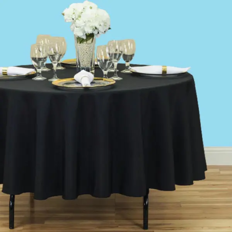 90 inch round polyester tablecloth baby black