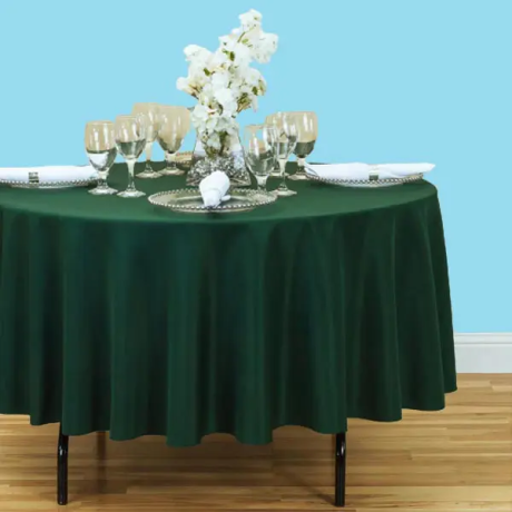 90 inch round polyester tablecloth baby hunter green